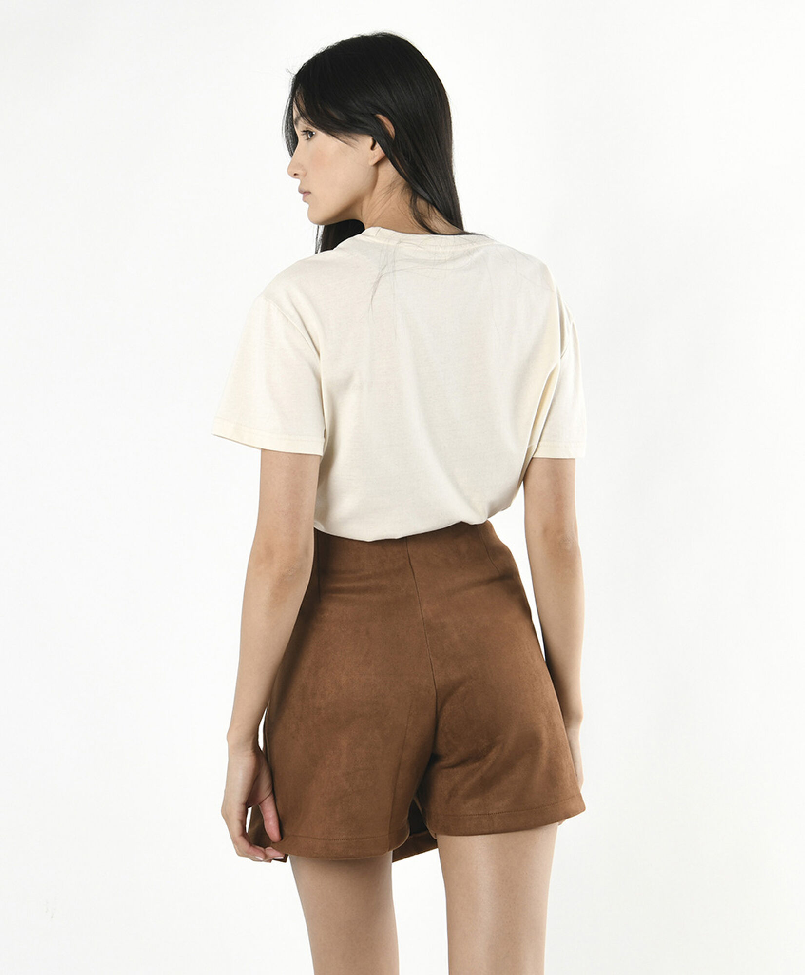 Mini falda mujer suede short café Mini falda mujer suede short café