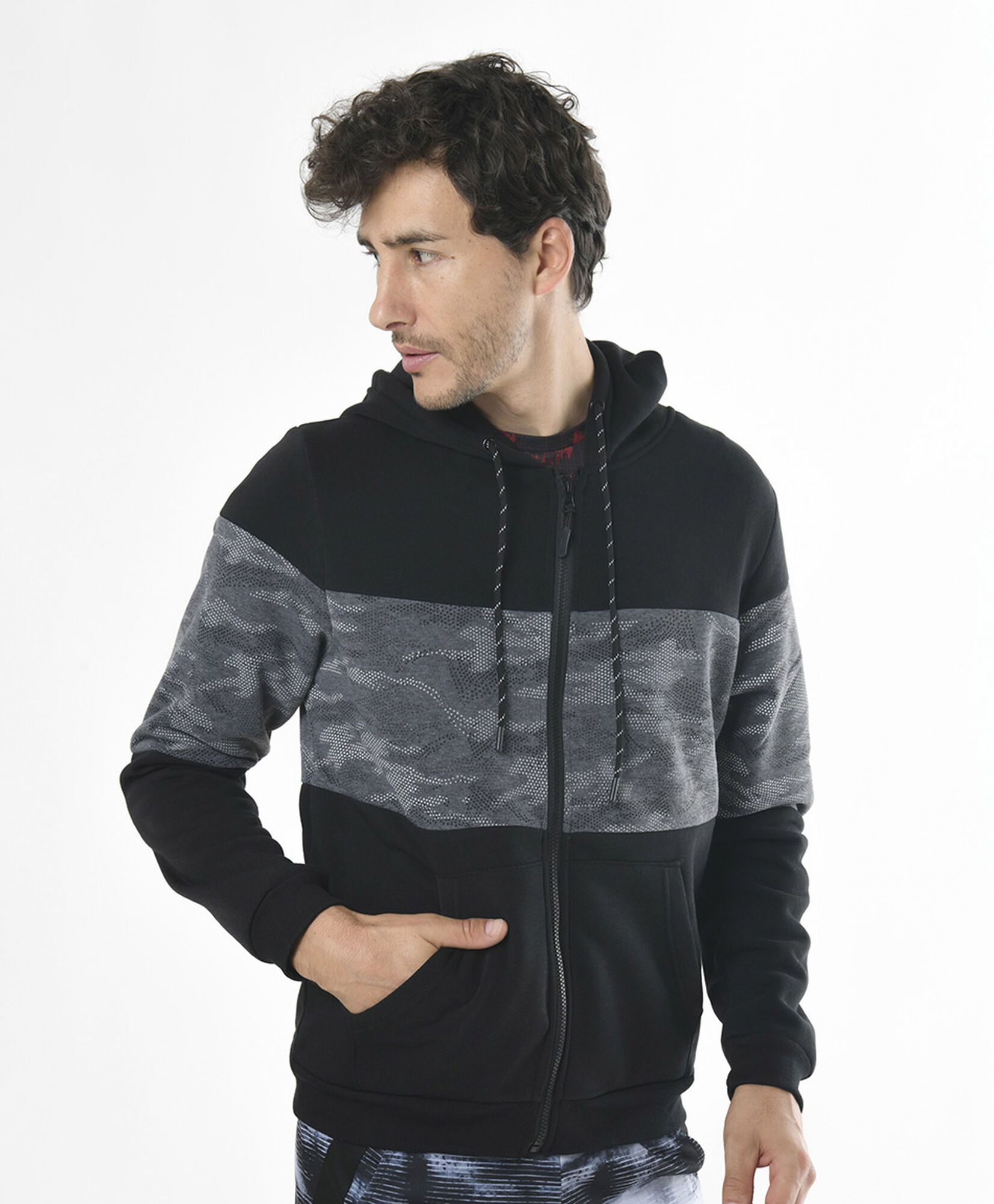 Polerón deportivo hombre franja camuflaje Polerón deportivo hombre franja camuflaje