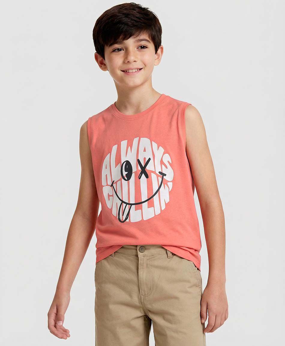 Polera ni&ntilde;o chilling sin mangas