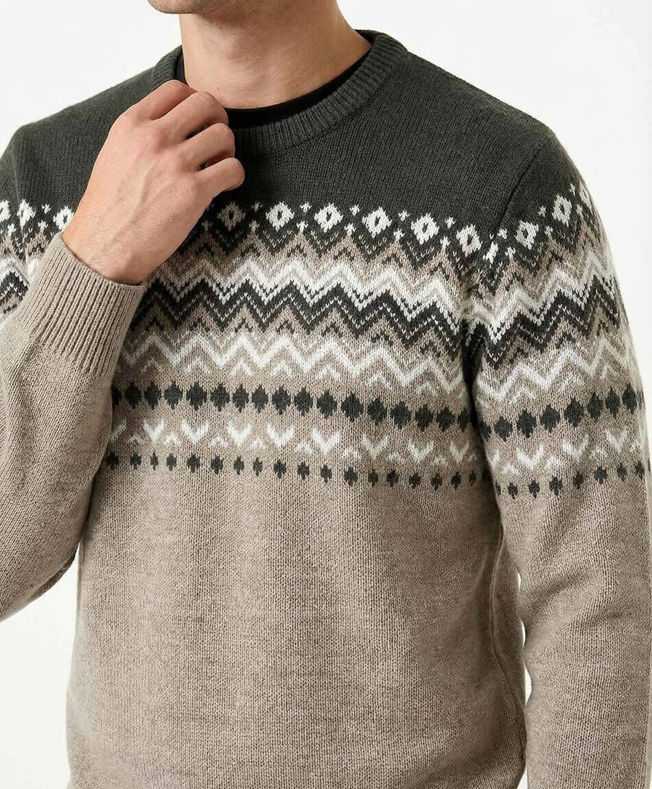 Sweater hombre tricolor lana