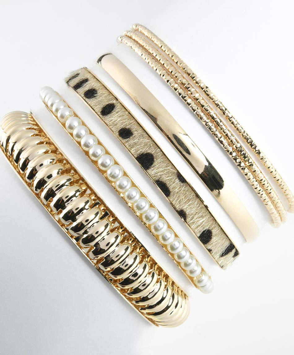 Set 7 pulseras mujer doradas