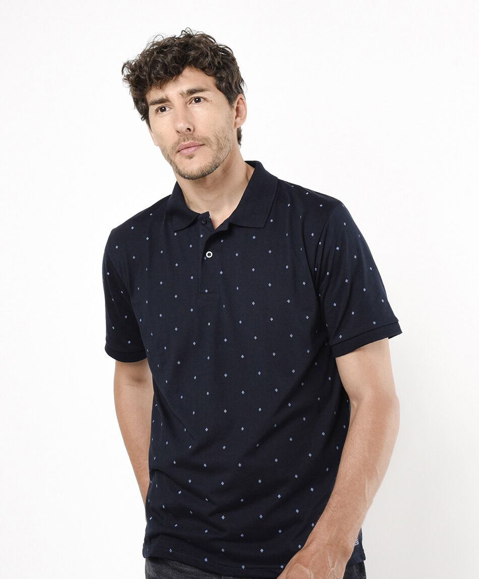 Polera hombre puntitos cuello piqu&eacute;