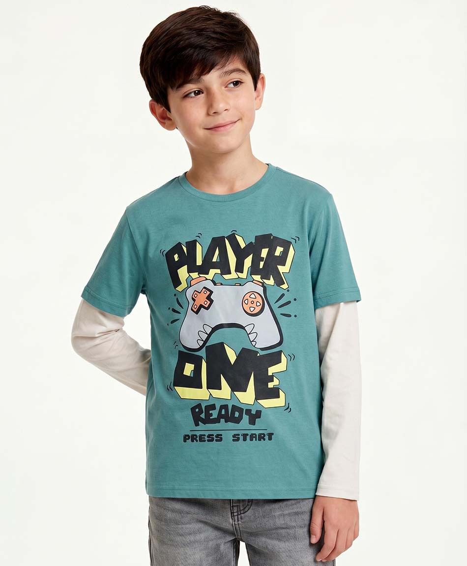 Polera ni&ntilde;o manga larga player