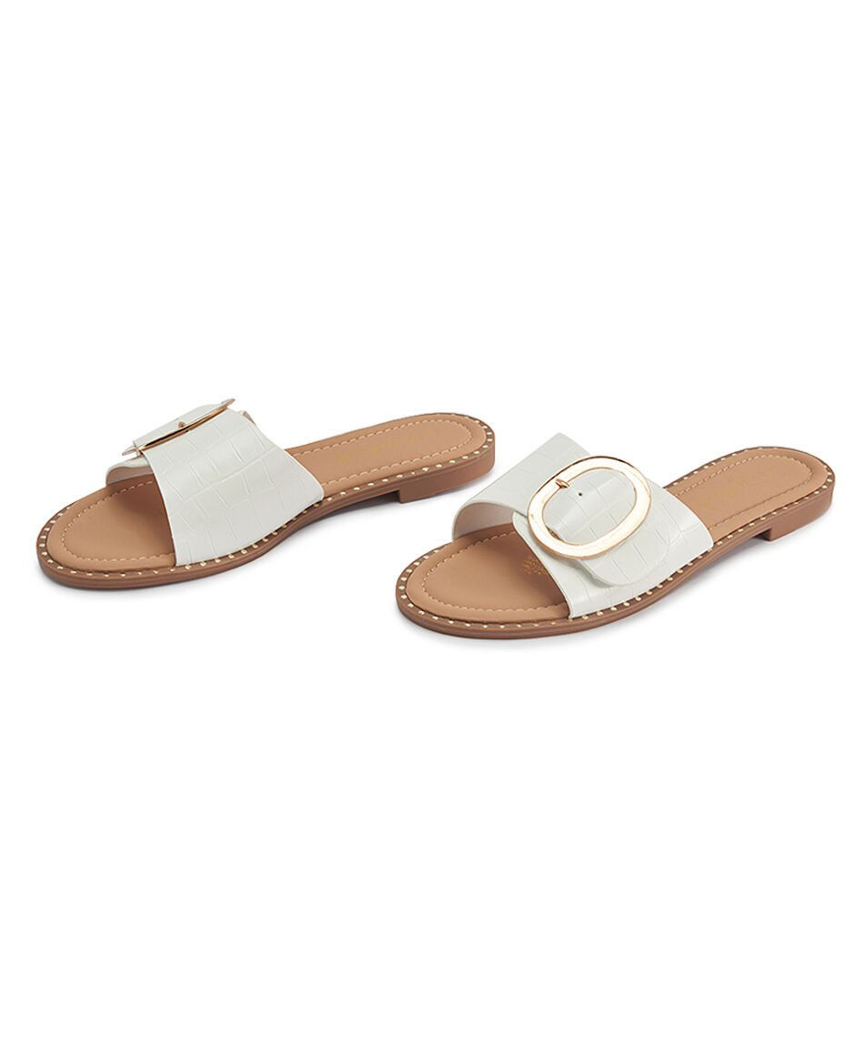 Sandalia mujer blanca hebilla