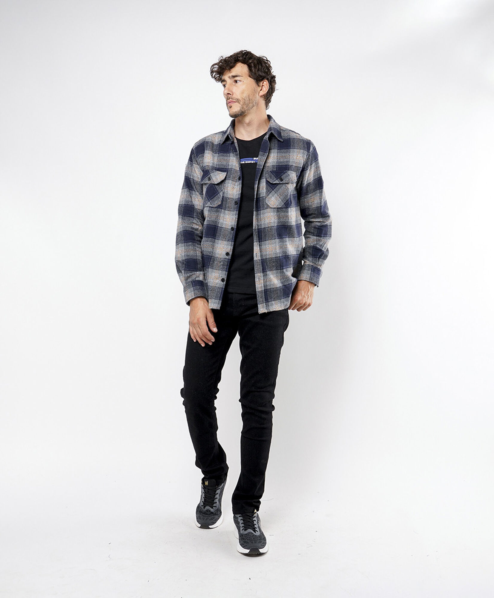 Chaqueta hombre leñadora beige azul Chaqueta hombre leñadora beige azul