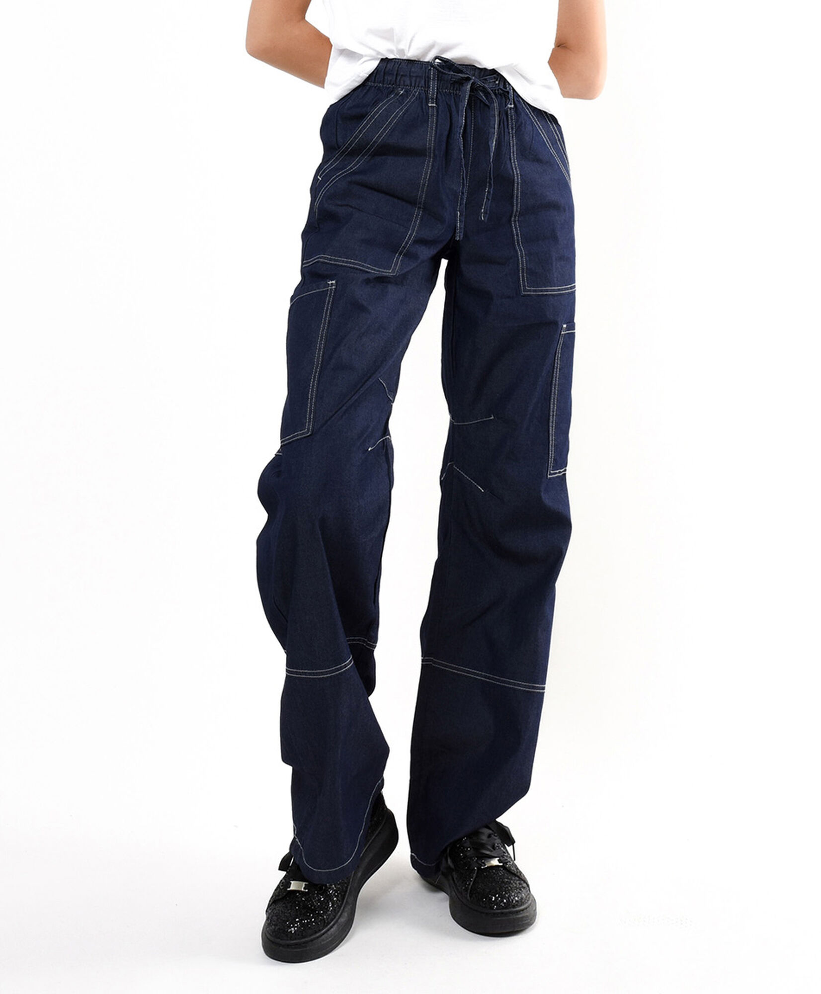 Pantalón mujer cargo lazo denim Pantalón mujer cargo lazo denim