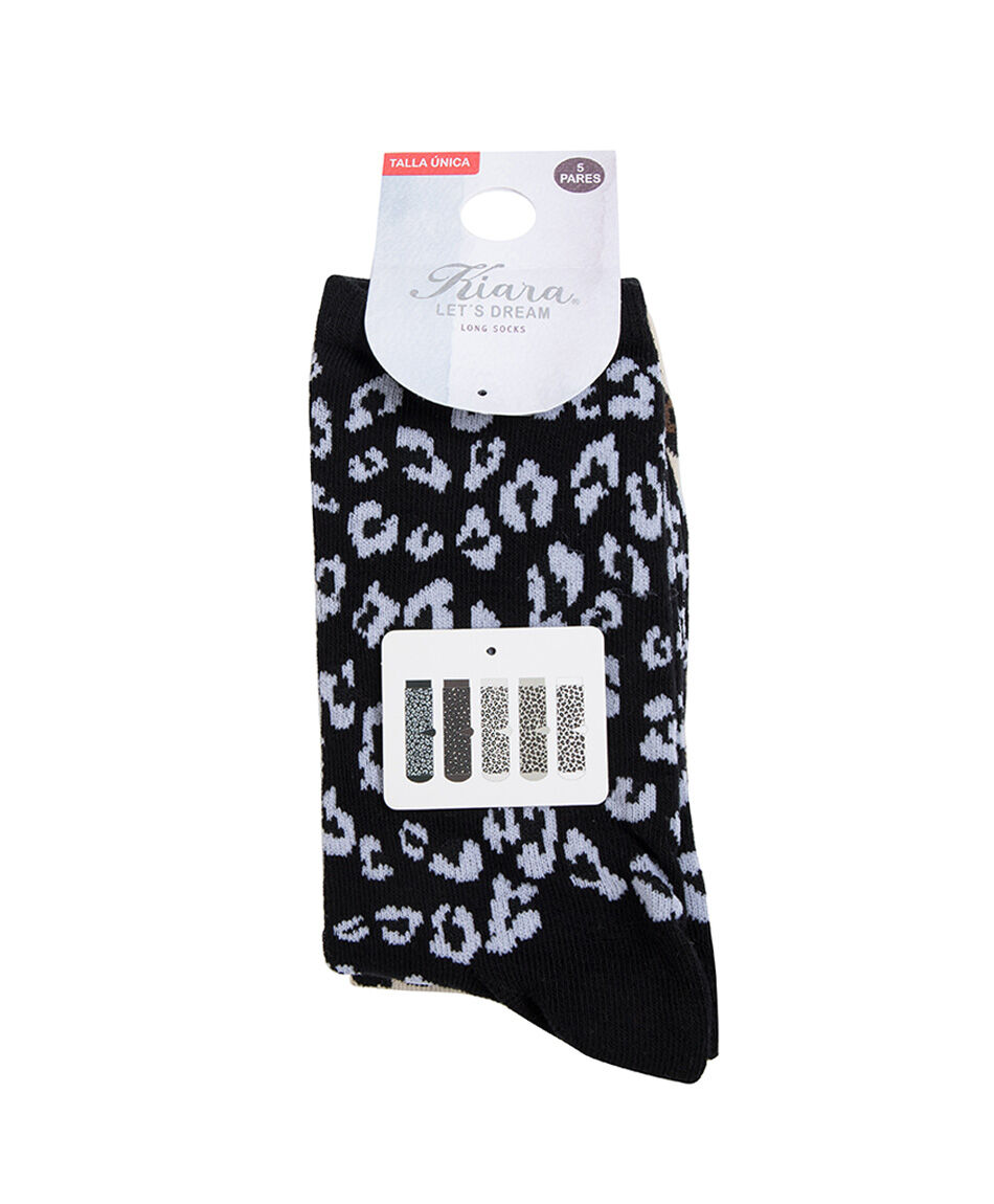 Pack 5 calcetines mujer animal print