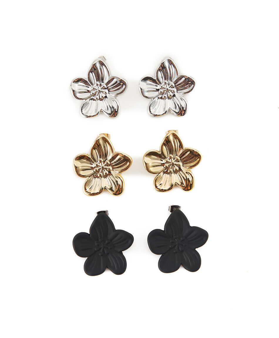 Set aros mujer flores mix