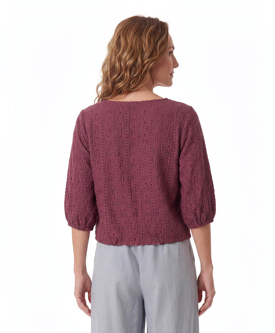 Polera mujer calada botones lazo