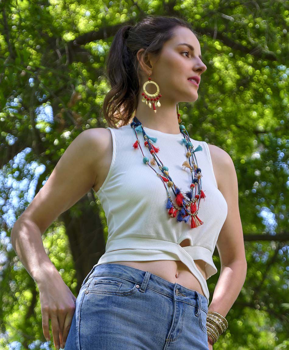 Polera rib det lazos