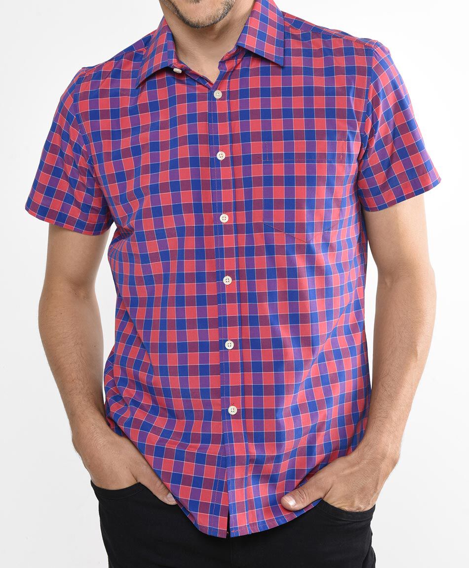Camisa cuadros manga corta