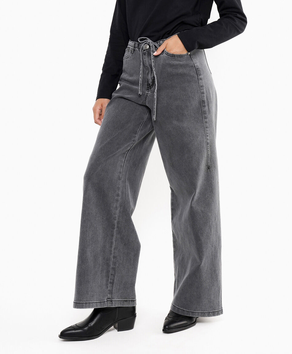 Jeans mujer comfy lazo grey