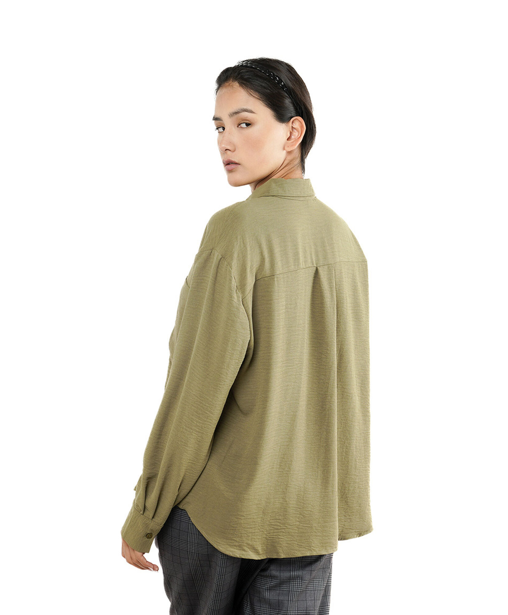 Blusa mujer verde textura bolsillo Blusa mujer verde textura bolsillo