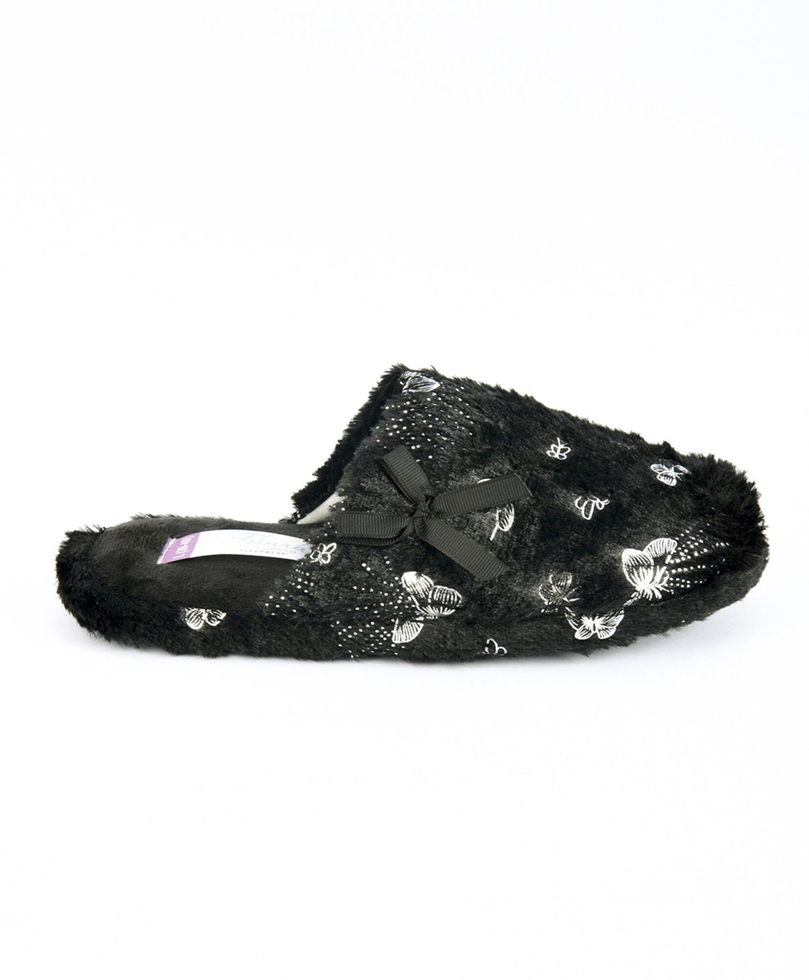 Pantufla mujer brillos mariposas negra Pantufla mujer brillos mariposas negra