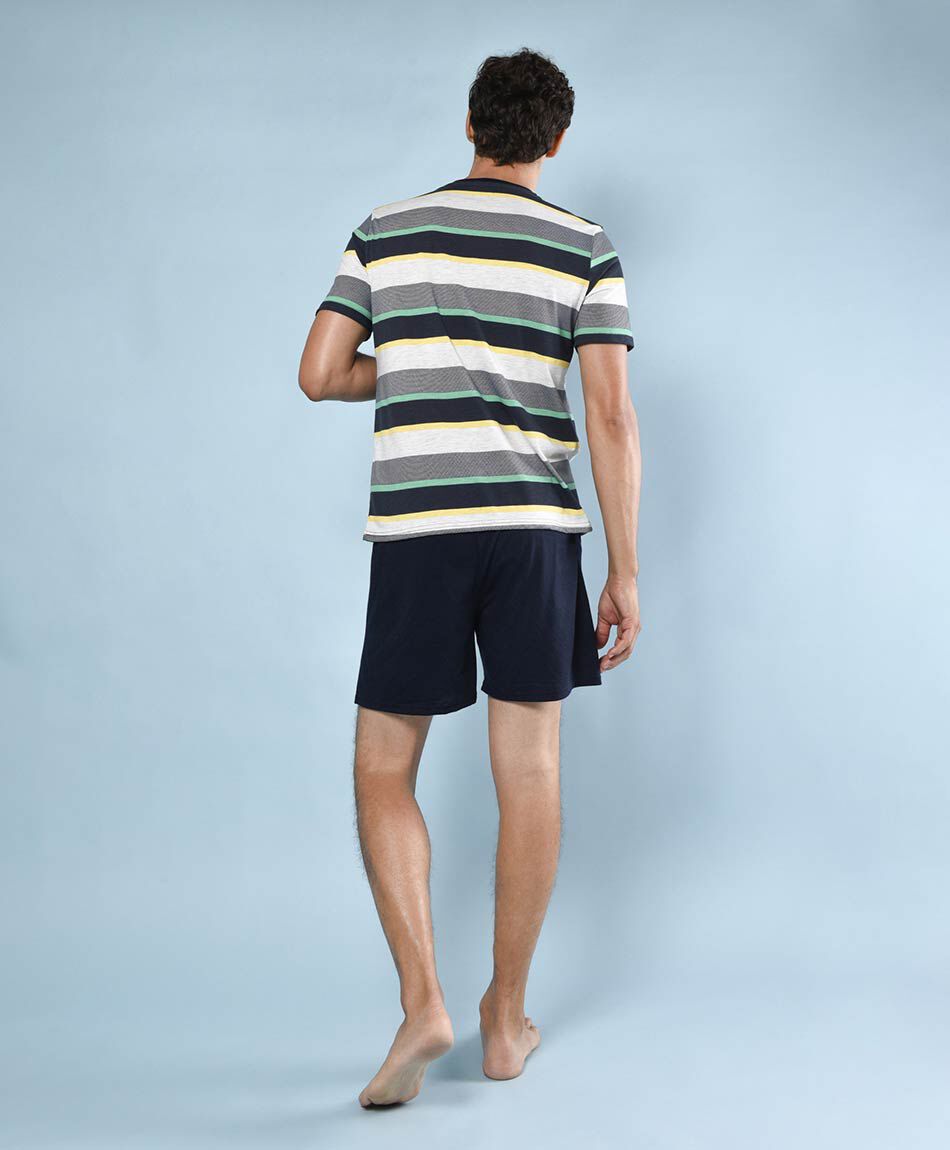 Pijama hombre l&iacute;neas horizontales 2 piezas