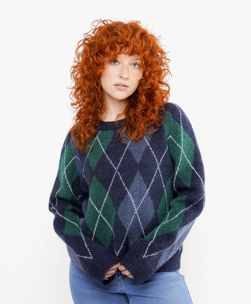 Sweater mujer rombos bicolor
