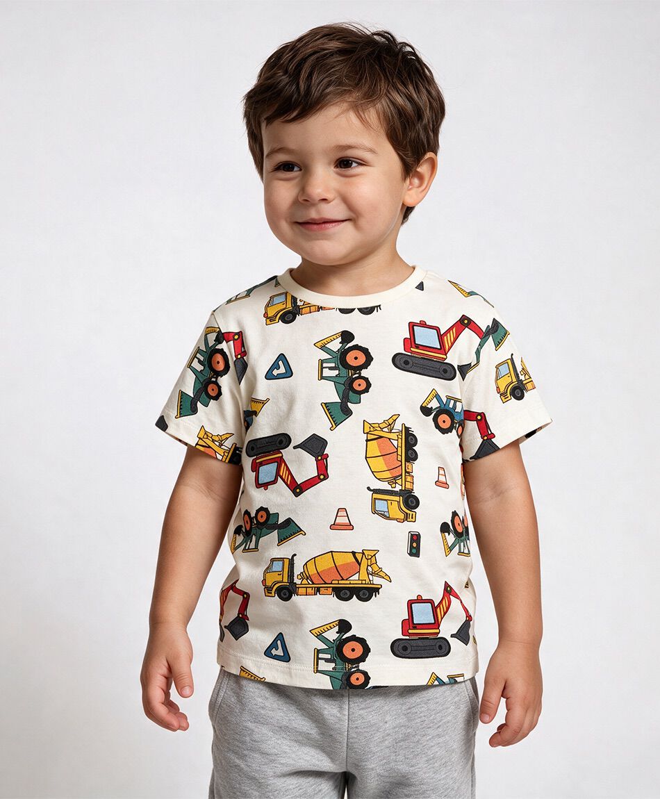 Polera beb&eacute; autos construcci&oacute;n