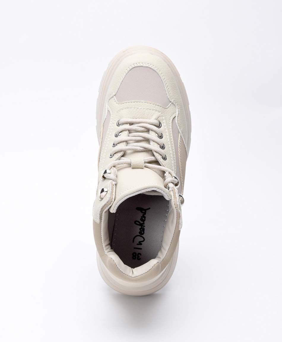 Bot&iacute;n mujer bicolor cordones  cuadrado