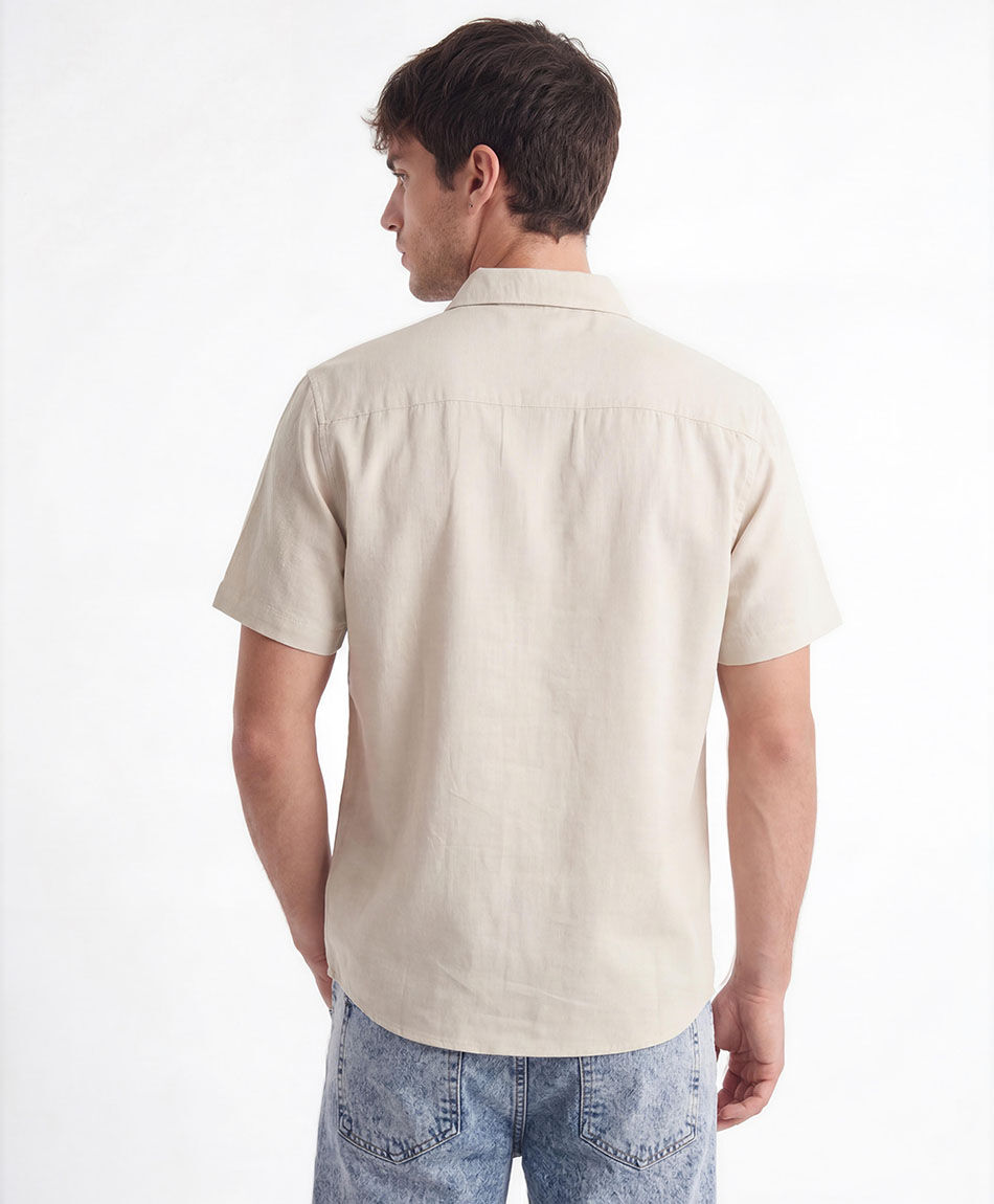 Camisa hombre lino bordado