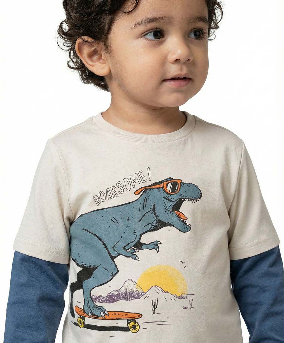 Polera beb&eacute; estampado dinocool