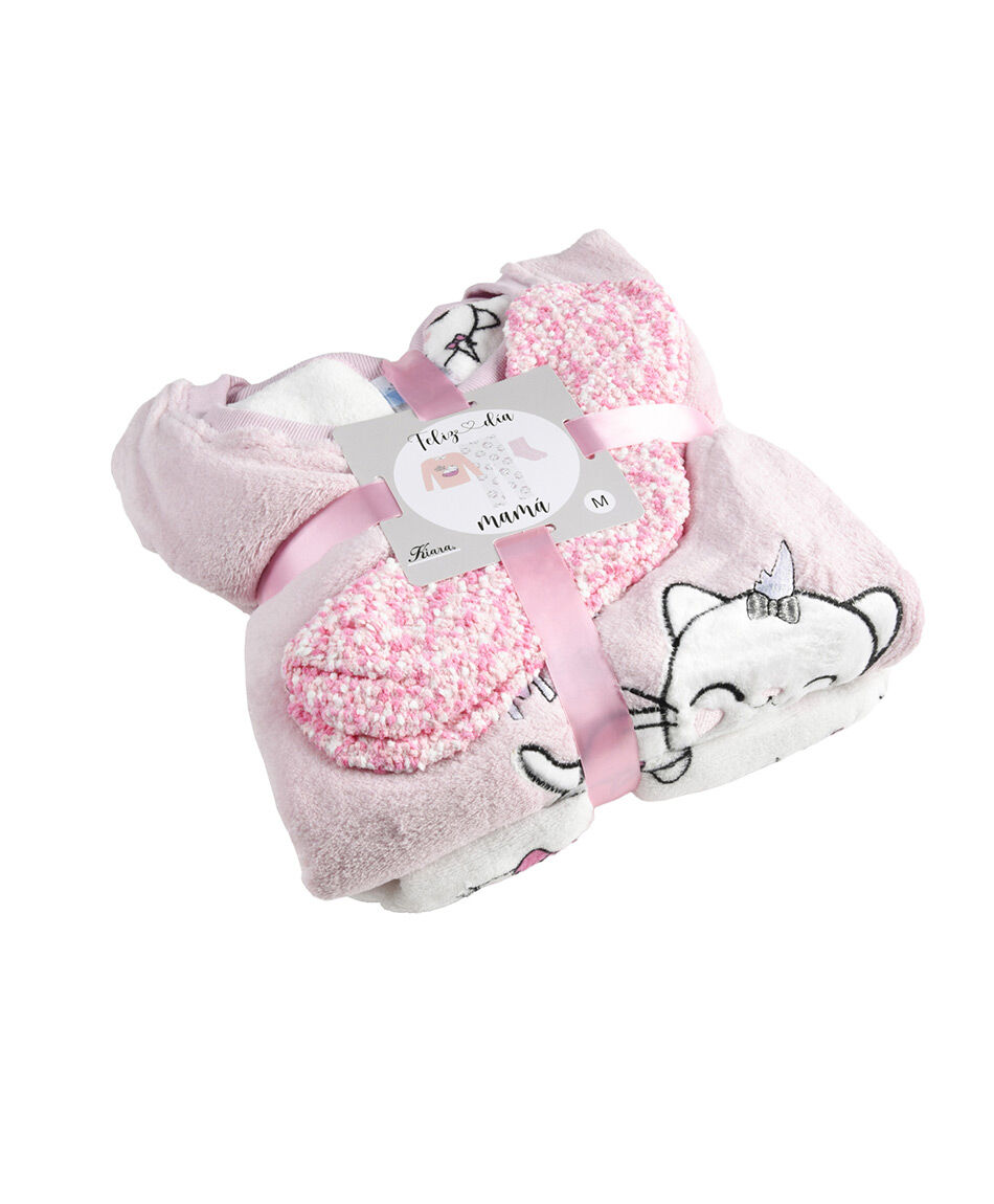 Pack mujer pijama polar + calcetines gato