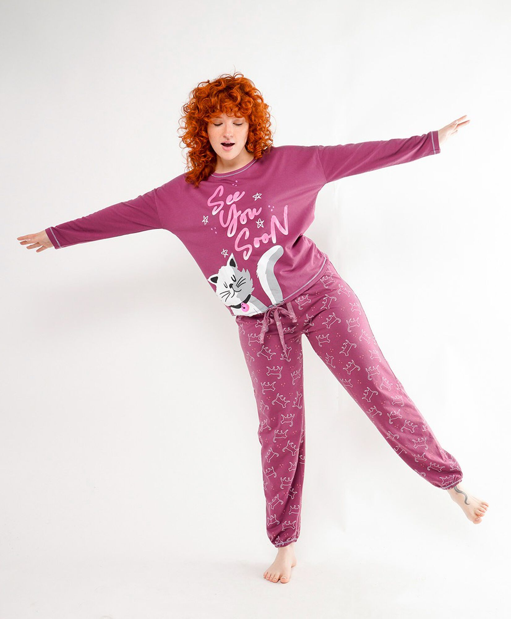 Pijama mujer gato gris Pijama mujer gato gris