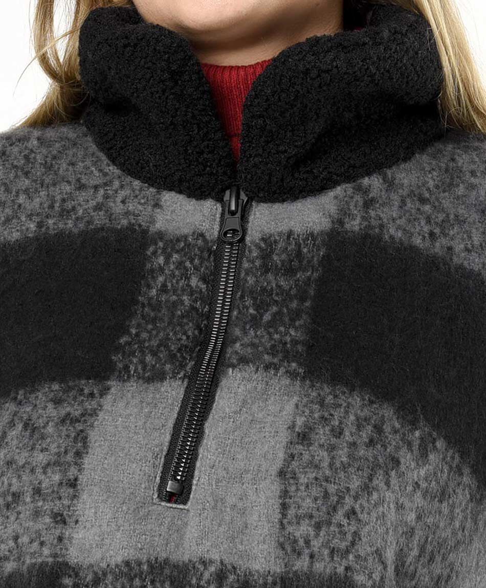 Poncho mujer cuadros medio cierre