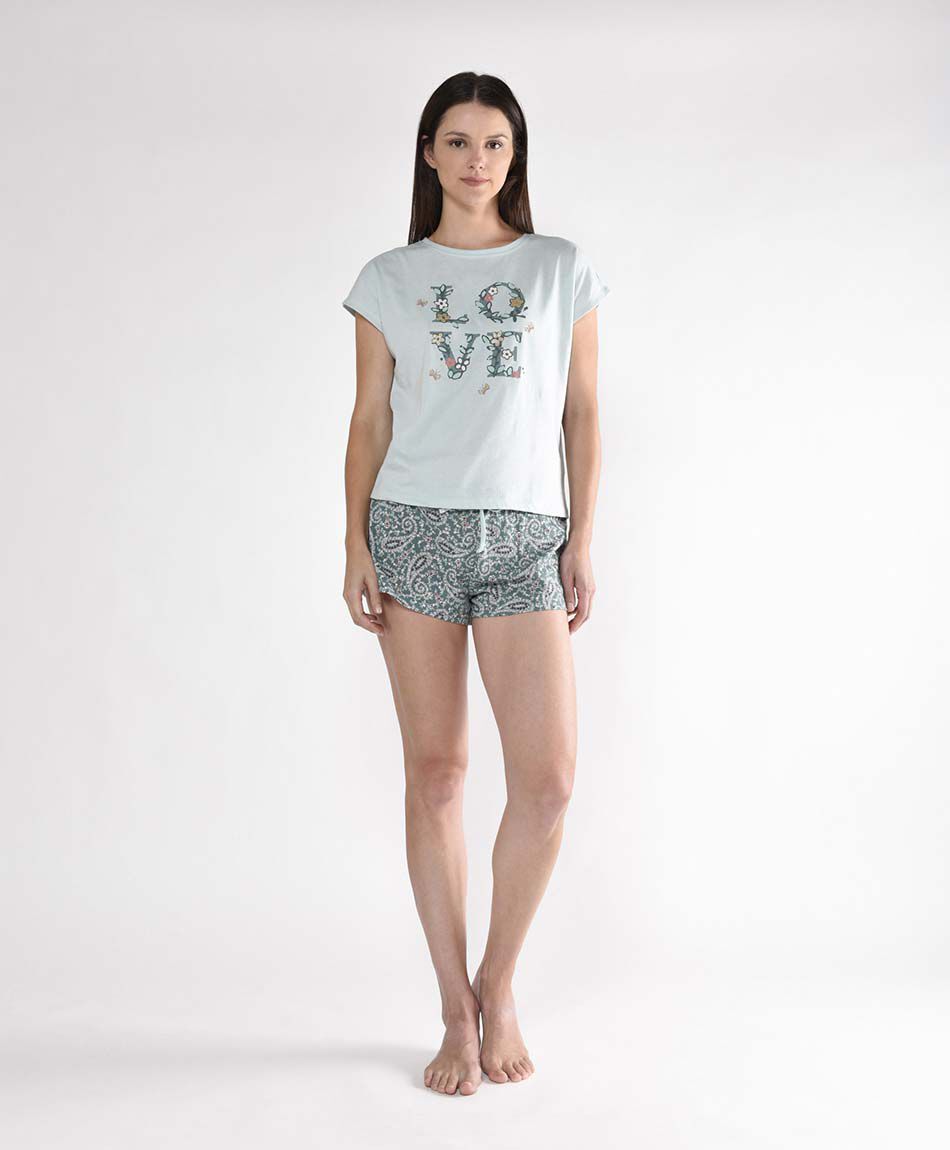 Pijama mujer floral love 2 piezas