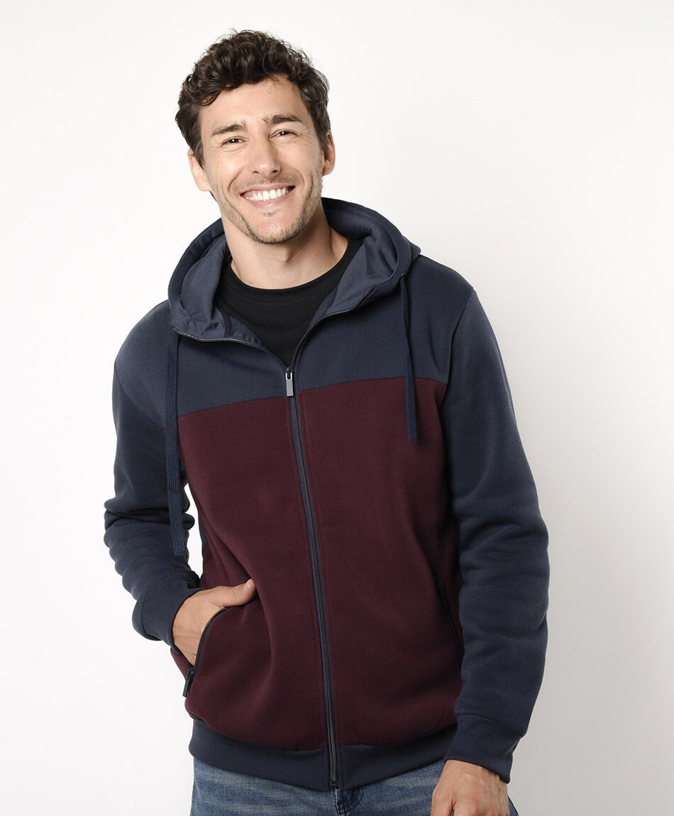 Polerón hombre bicolor con gorro