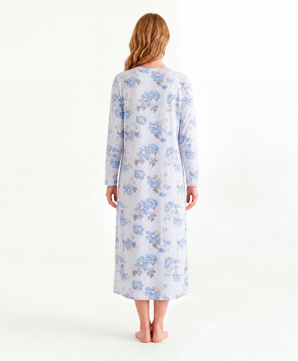 Camisa de dormir mujer floreada  azul