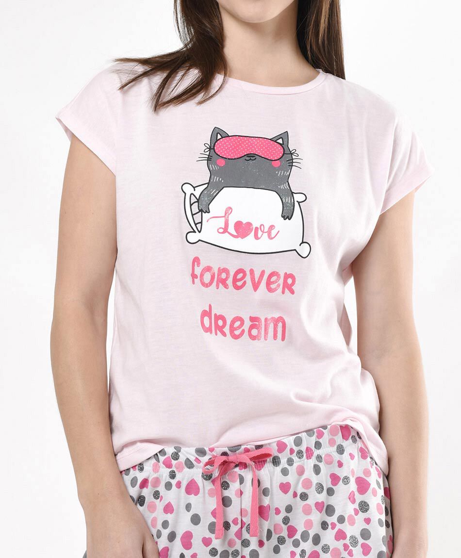 Pijama mujer gato 2 piezas