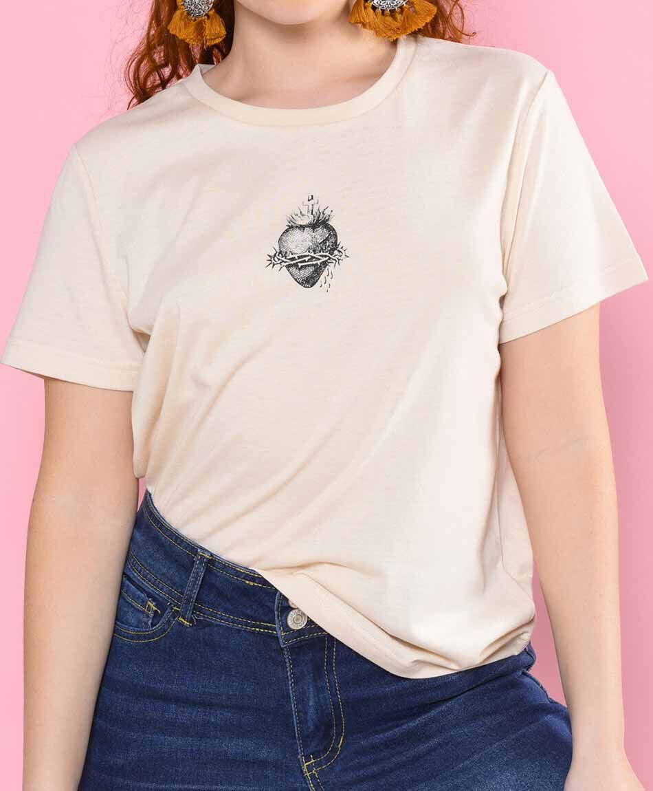 Polera manga corta cuello redondo