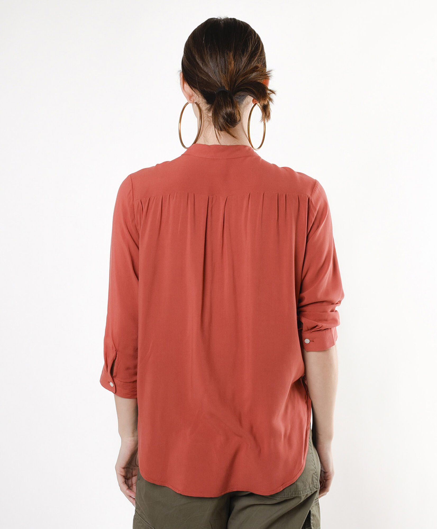 Blusa mujer botones cuello mao Blusa mujer botones cuello mao