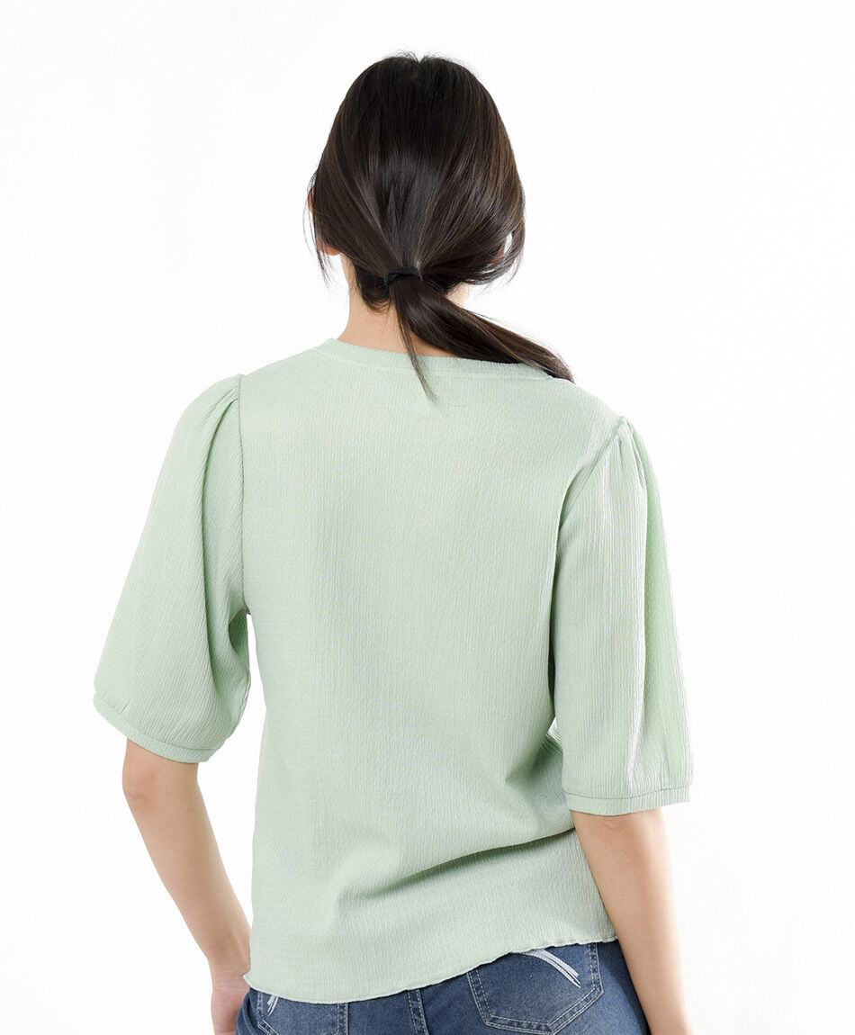 Polera mujer mangas abullonadas