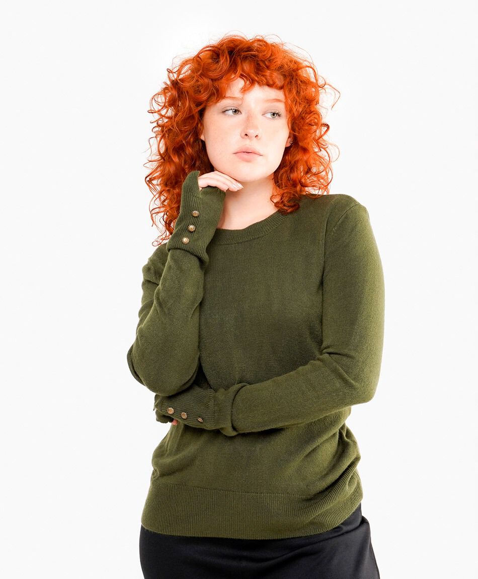 Sweater mujer botones manga