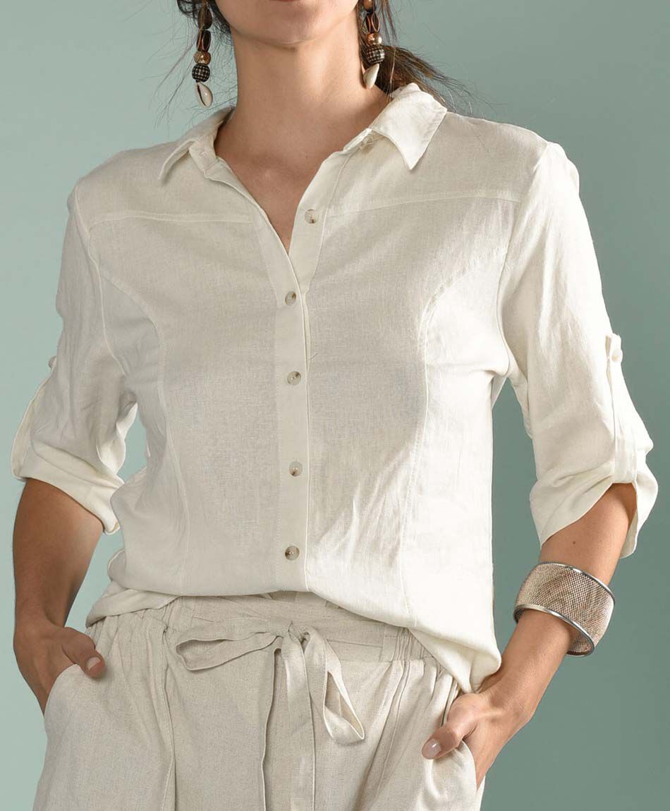 Blusa lino entallada