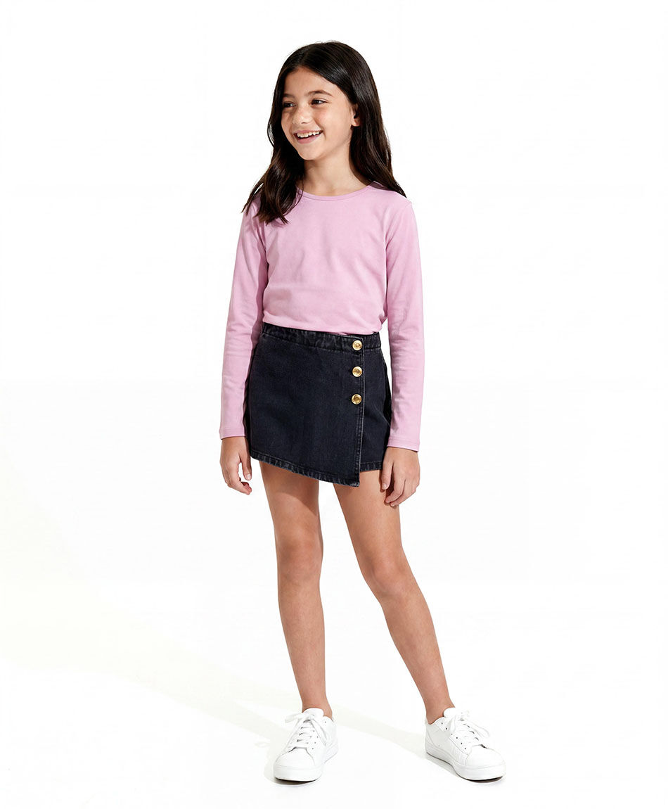 Short ni&ntilde;a dise&ntilde;o falda abotonada