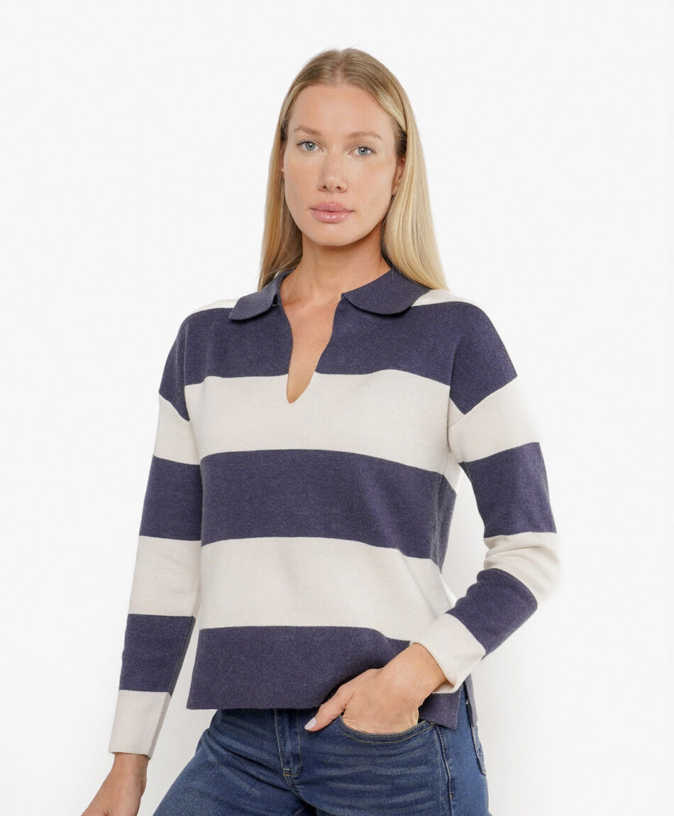 Sweater mujer rayas bicolor polo