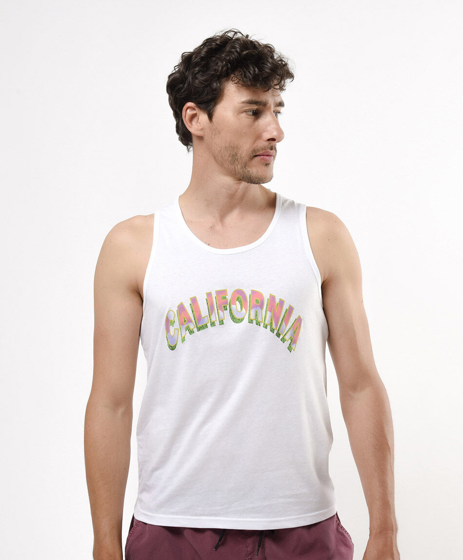 Polera hombre estampada california sin mangas