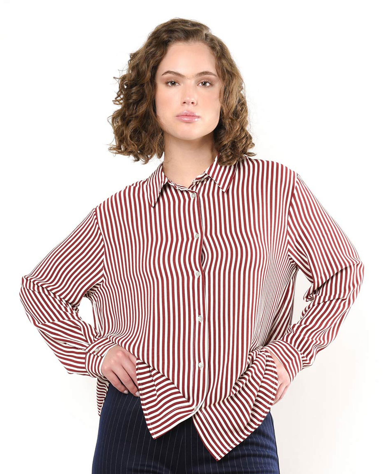 Blusa mujer líneas rojo oscuro Blusa mujer líneas rojo oscuro