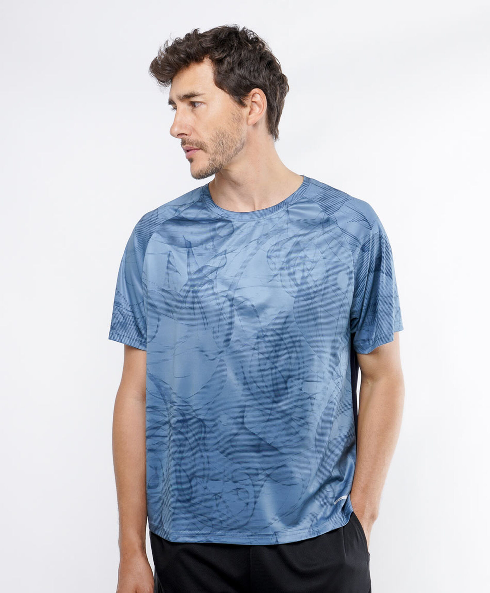 Polera deportiva hombre print azul Polera deportiva hombre print azul