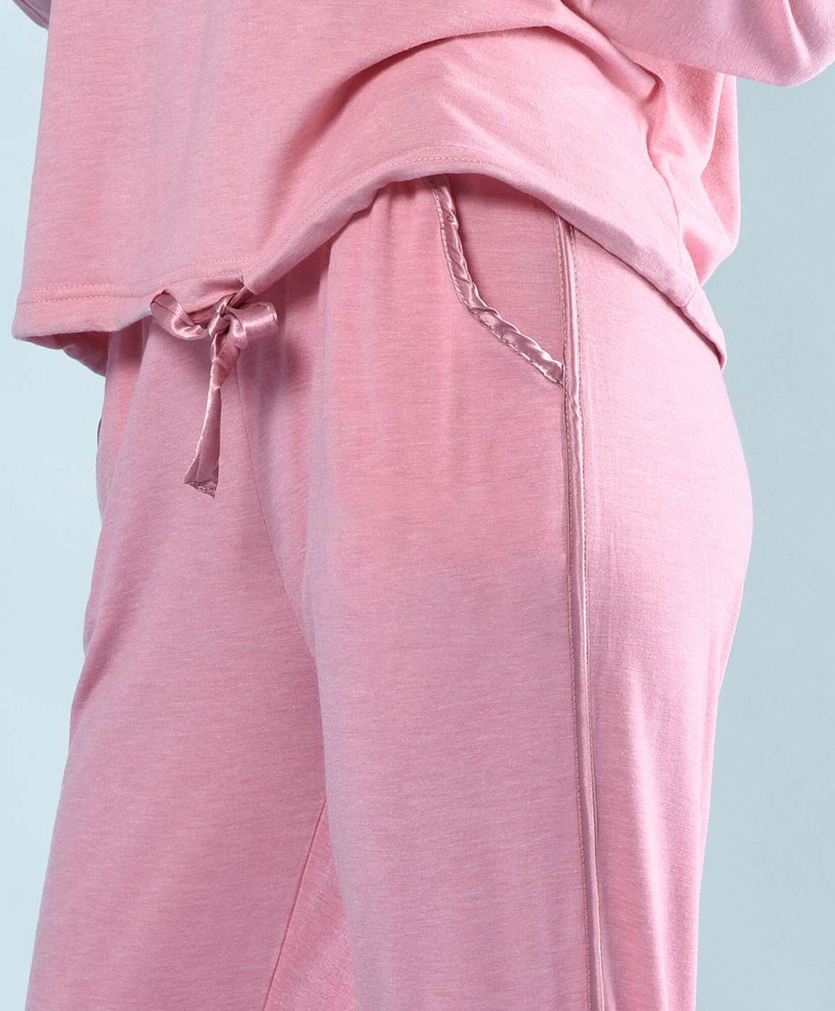 Pijama mujer lazo satín ajustable 2 piezas Pijama mujer lazo satín ajustable 2 piezas