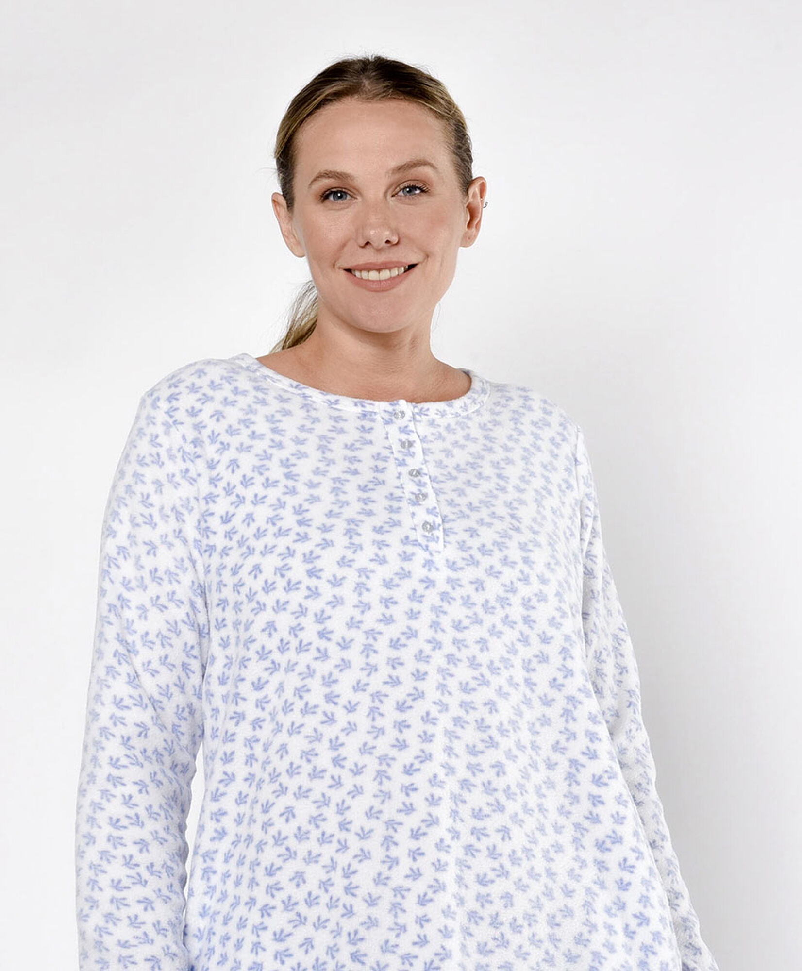 Camisa de dormir mujer polar hojas larga Camisa de dormir mujer polar hojas larga