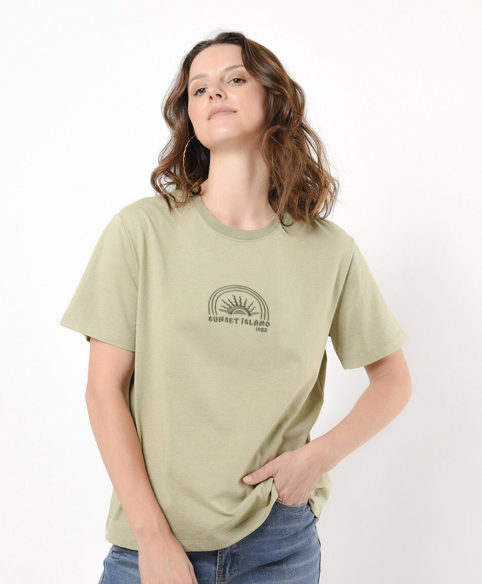 Polera mujer bordada sol