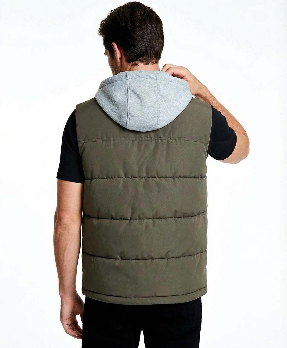 Parka hombre sin mangas con gorro green