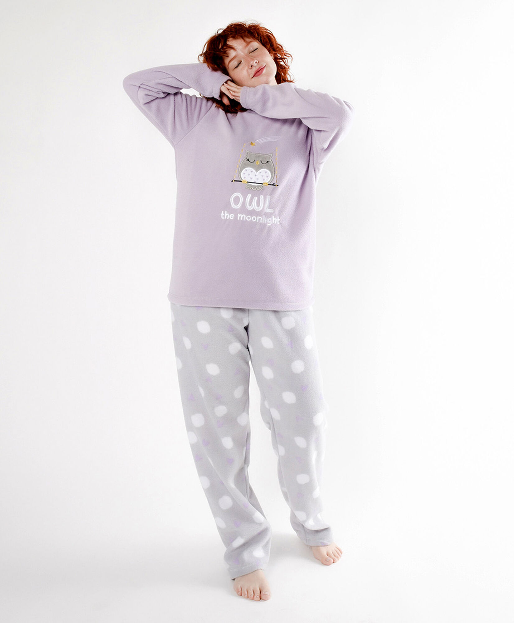 Pijama mujer polar buho puntos Pijama mujer polar buho puntos