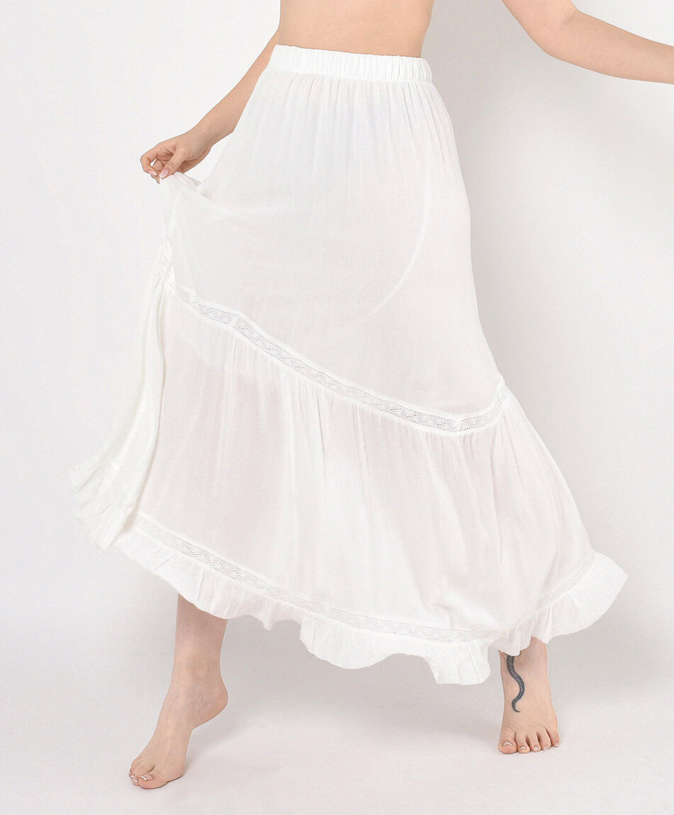 Falda mujer detalles encaje larga