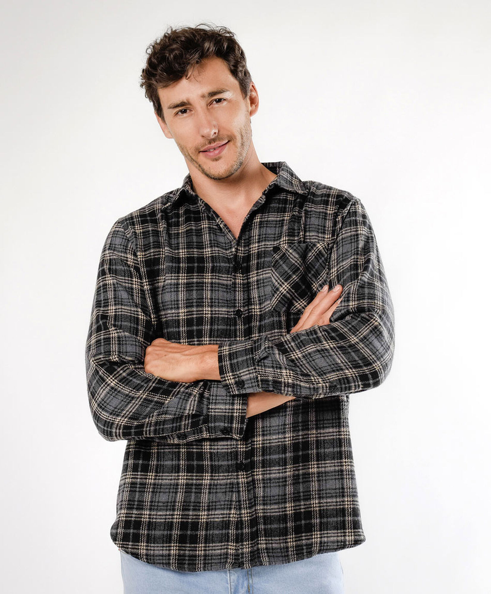 Camisa hombre franela cuadrille bicolor Camisa hombre franela cuadrille bicolor