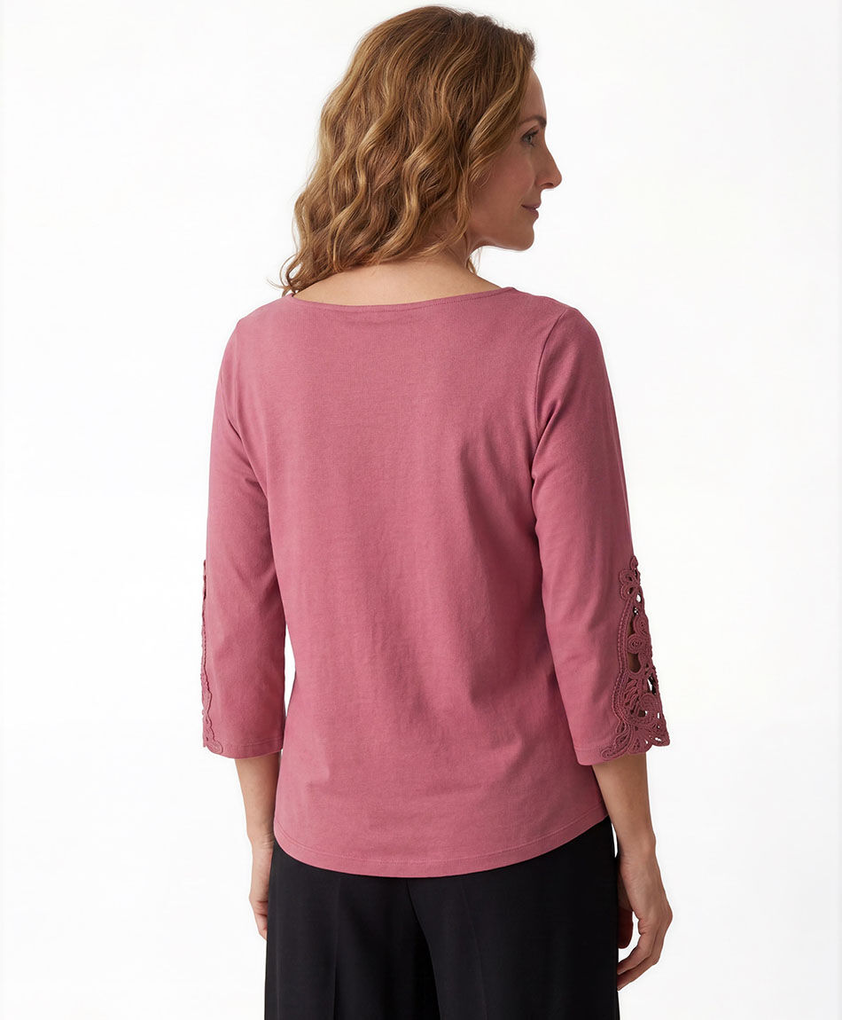 Polera mujer encaje manga
