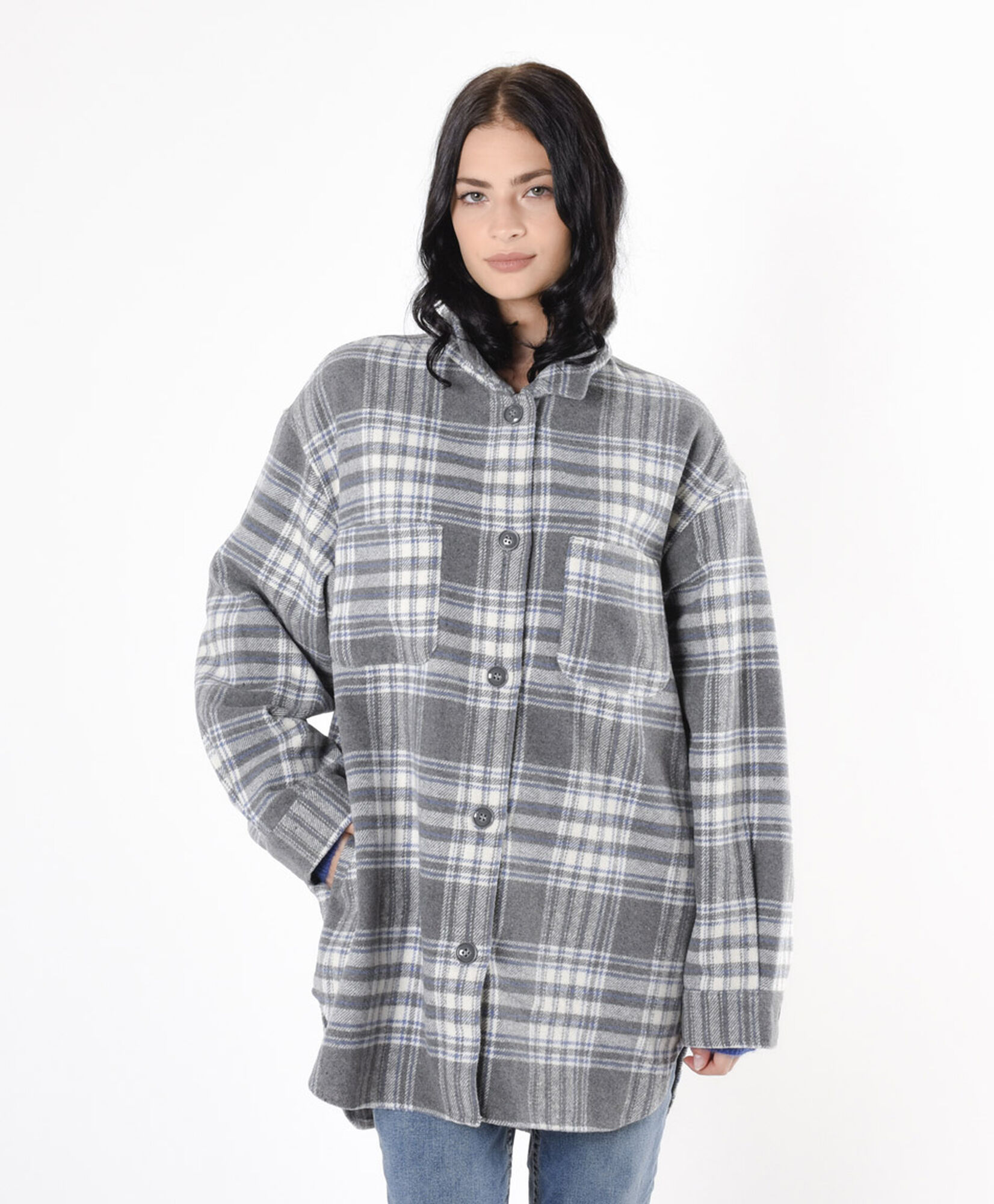 Chaqueta mujer leñadora larga bolsillos Chaqueta mujer leñadora larga bolsillos